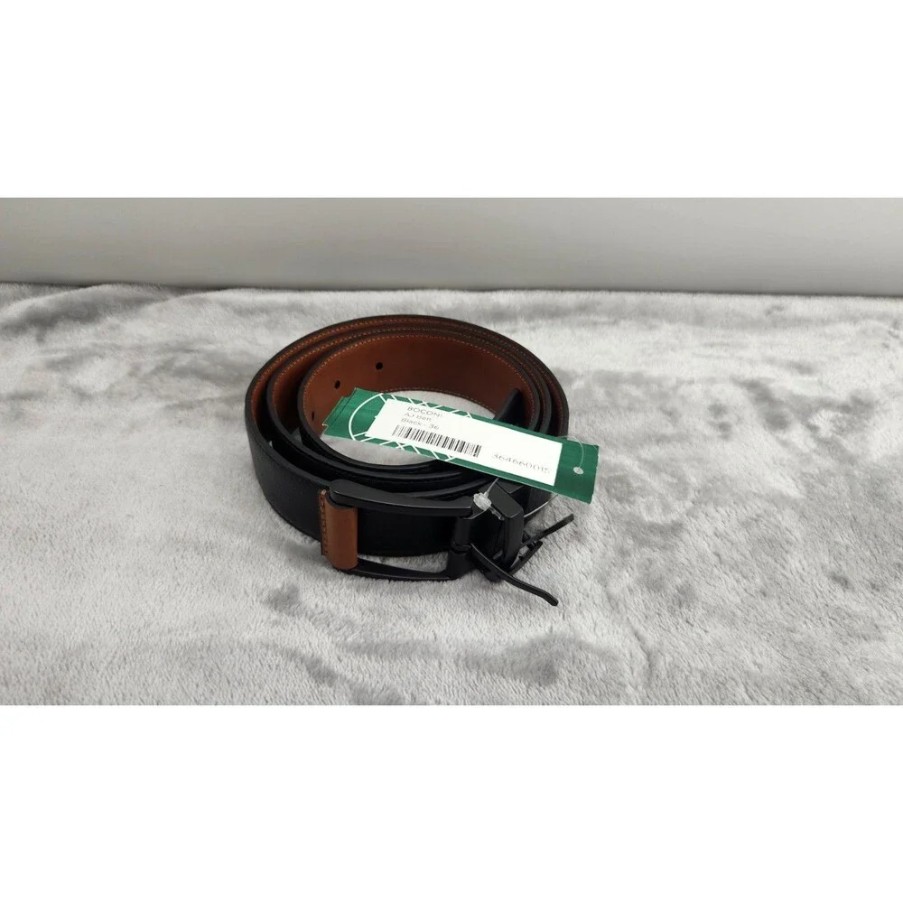 Boconi Nashville Men's Reversible Black/Brown Faux Leather‎ Dress Belt Size 36